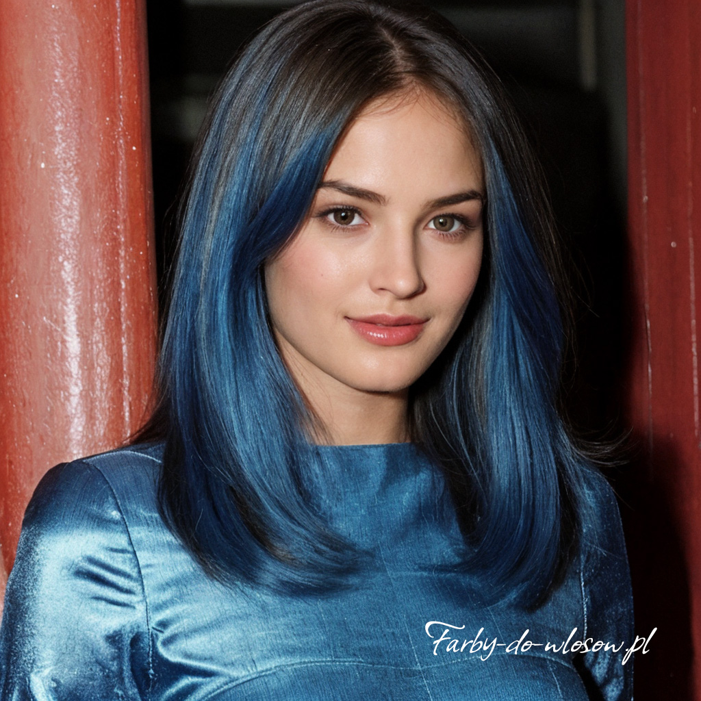 Czarno niebieskie włosy do ramion