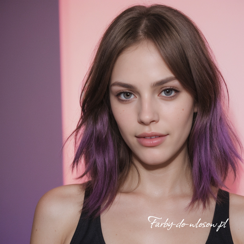 Fioletowe ombre na brązowych włosach