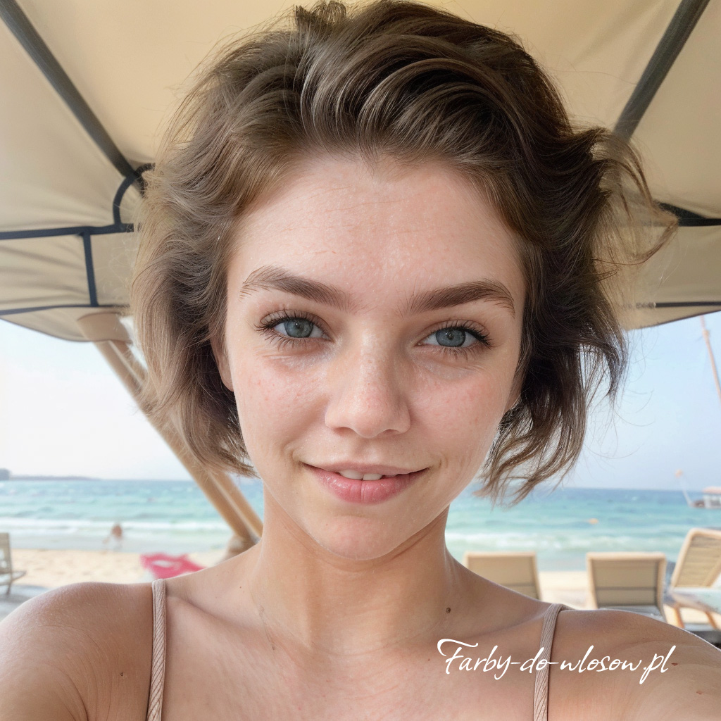 Krótkie włosy jasny brąz zaczesane do tyłu